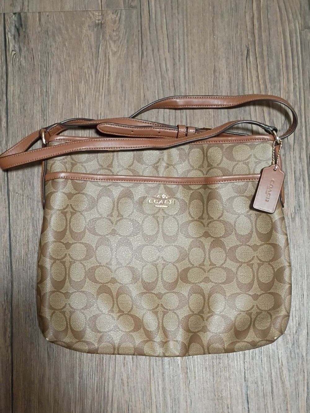 Coach Tan/Brown Signature Canvas Crossbody Bag